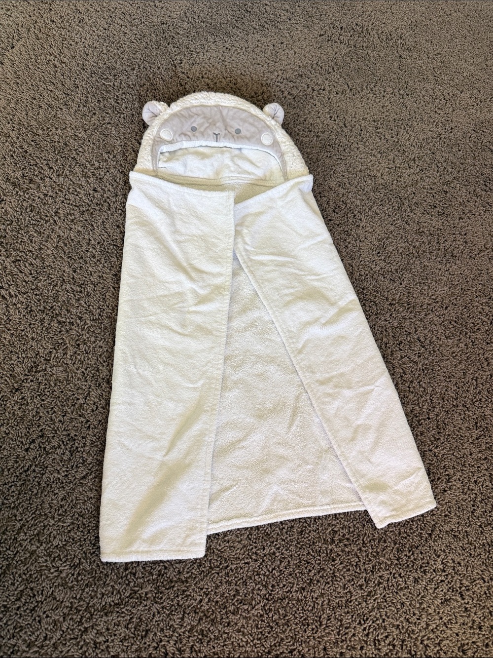 Pottery Barn Kids Cream Hooded Bear Towel